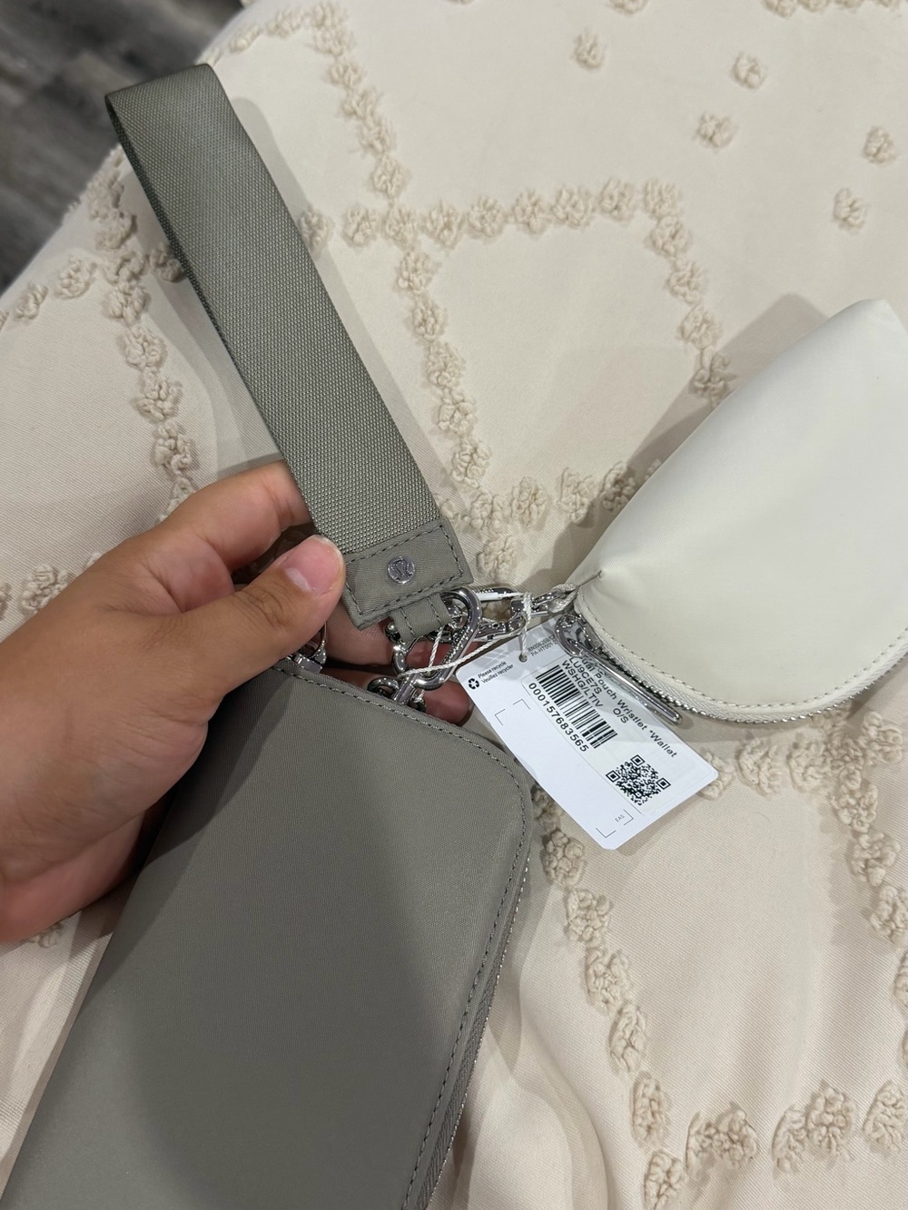 lululemon athletica Gray Crossbody Wristlet with Ivory Coin Pouch